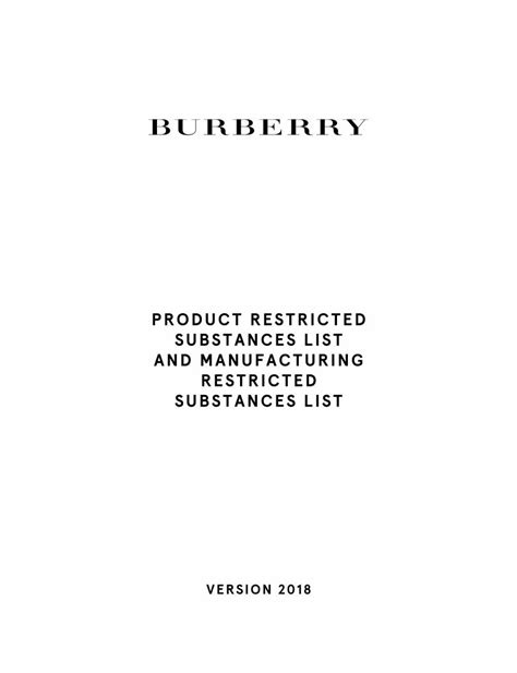 burberry product restricted substance list